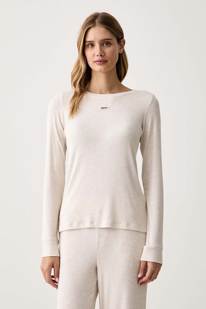 DKNY пижама дамска от вискоза бежова YI80136