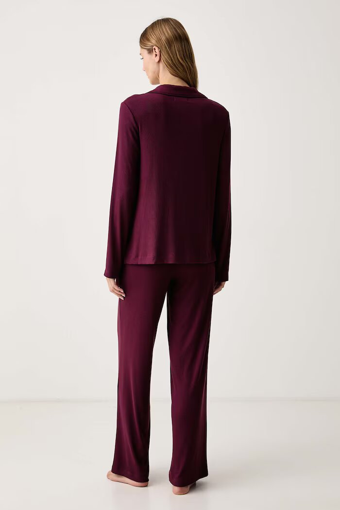 DKNY пижама дамска от вискоза бордо YI90136