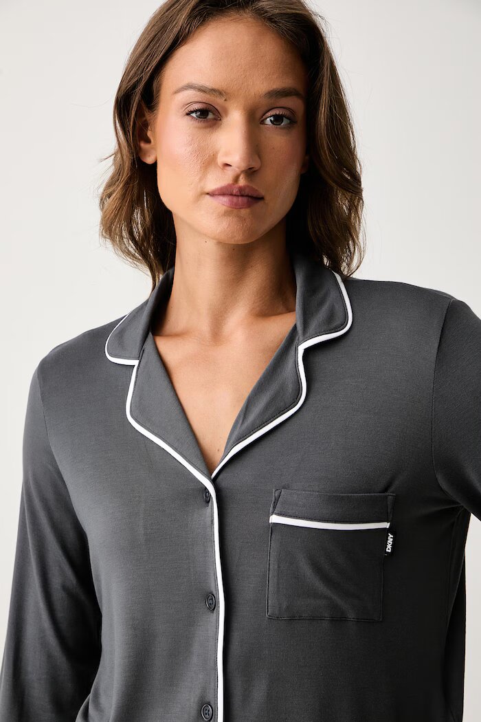 DKNY пижама от две части дамска от вискоза сива YI90092
