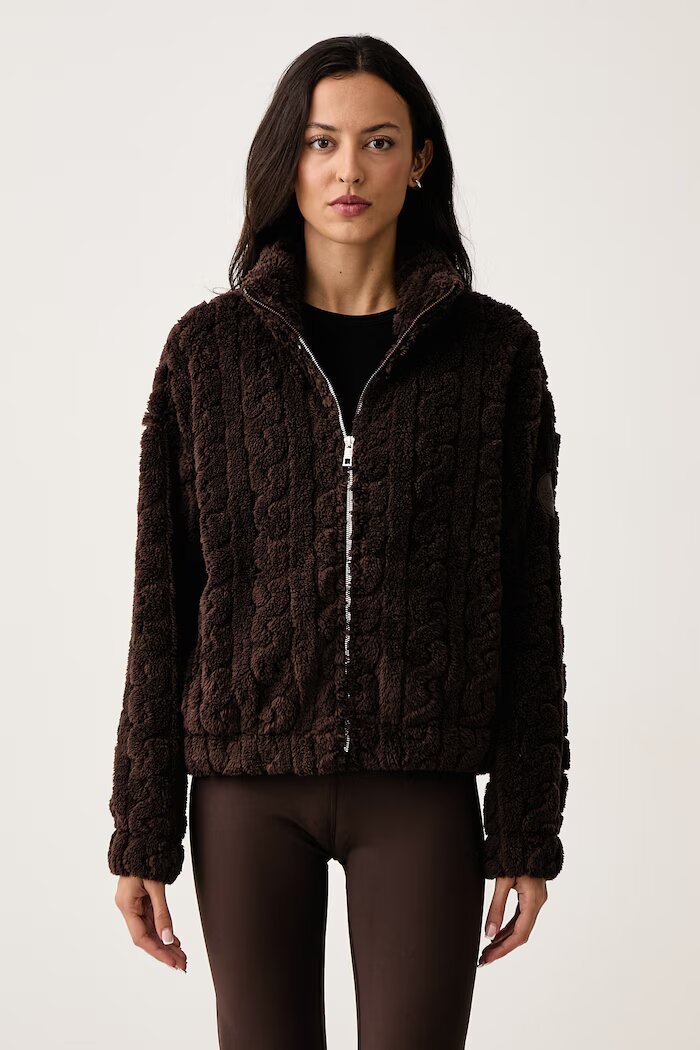 DKNY поларен суичър дамски кафяв DP6J9737