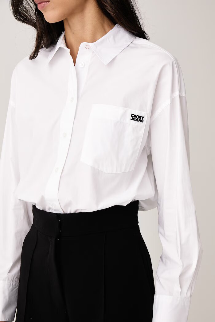 DKNY риза дамска от памук бяла DJ6W2325