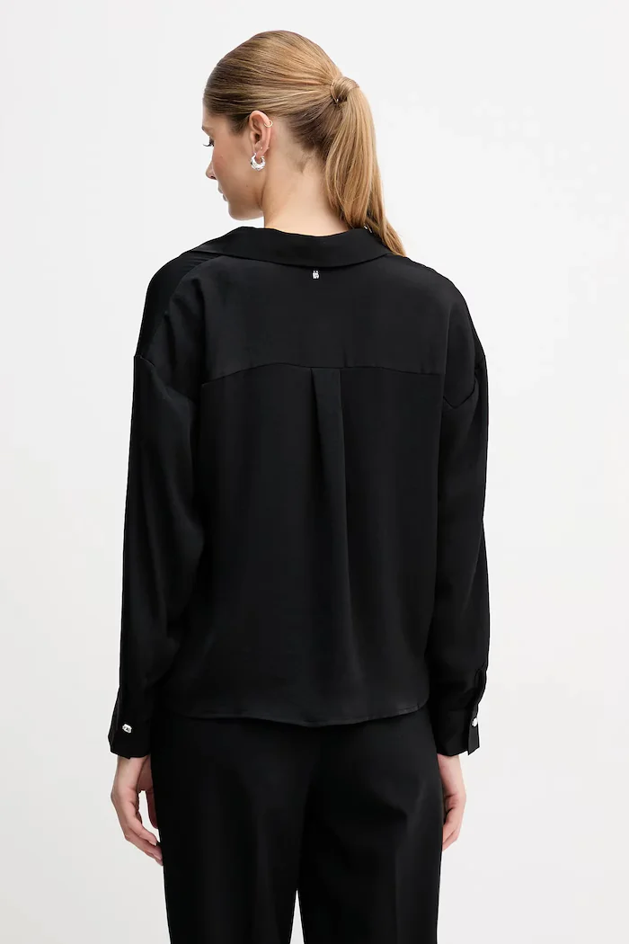 DKNY Риза дамска в черно със свободна кройка с класическа яка DJ6W2192