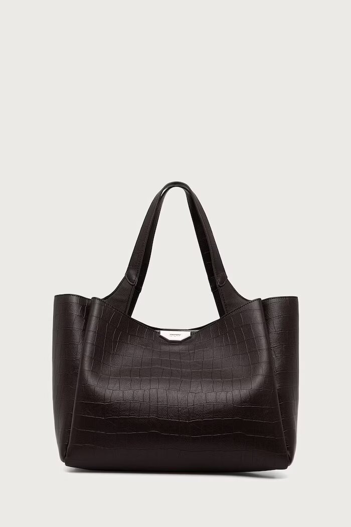 DKNY шопинг чанта дамска от имитация на кожа кафява R63APG32