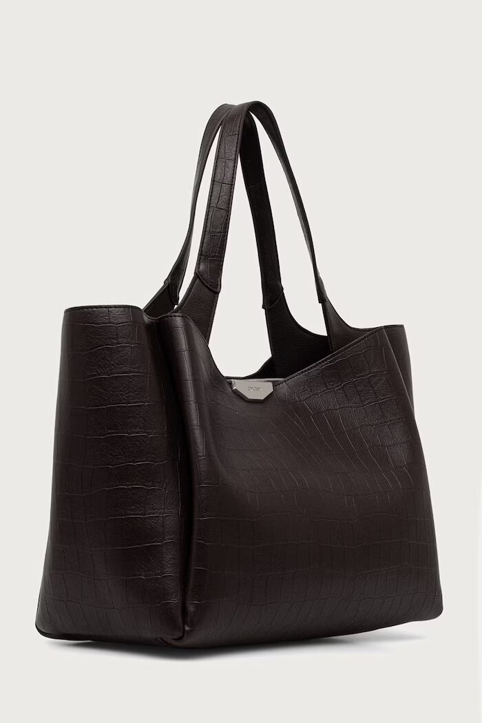 DKNY шопинг чанта дамска от имитация на кожа кафява R63APG32