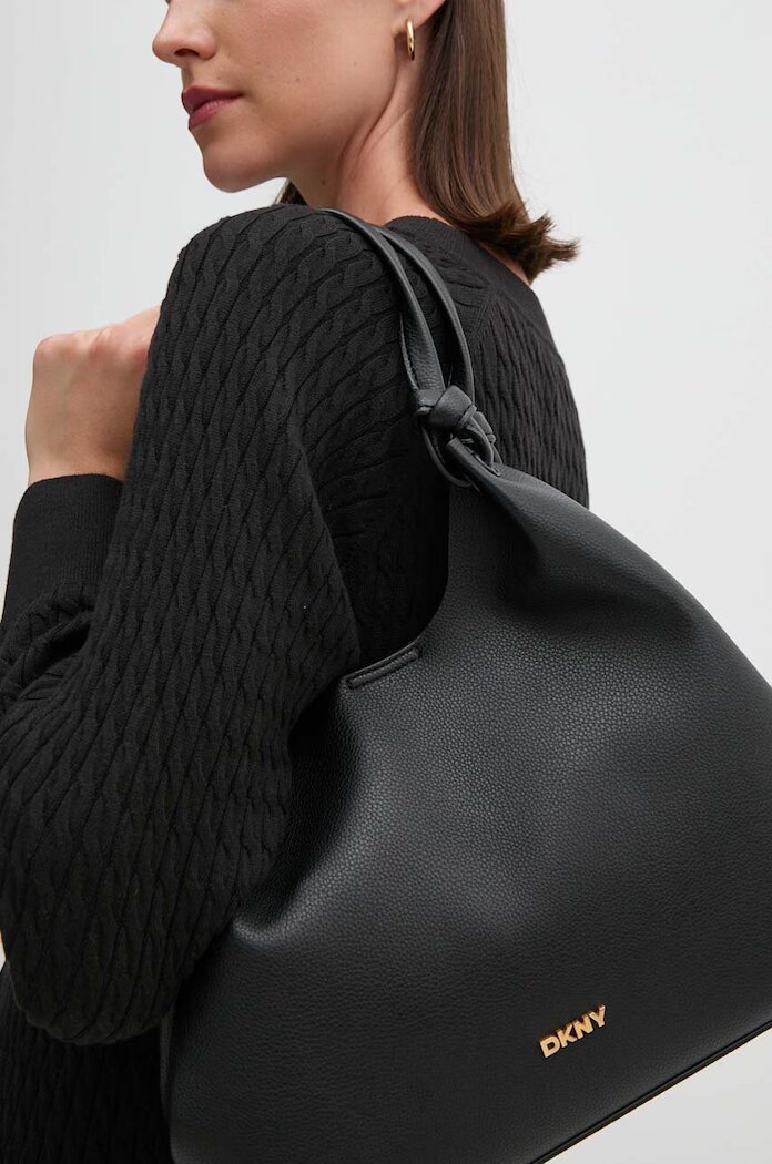 DKNY шопинг чанта дамска от имитация на кожа PAULA черна R42BAE49