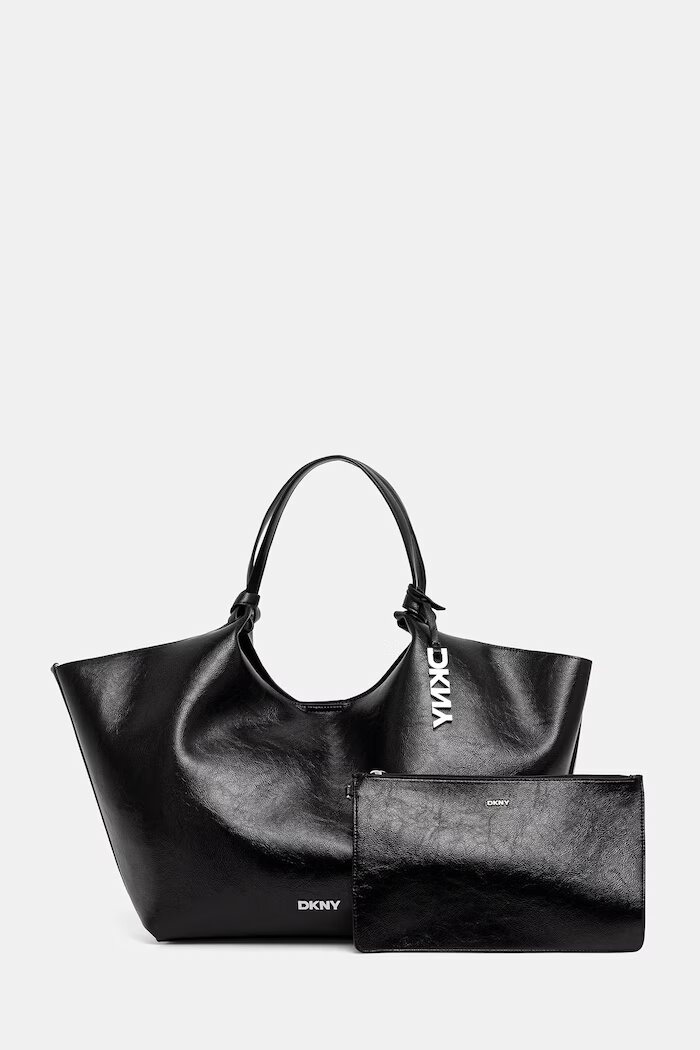 DKNY шопинг чанта дамска от имитация на кожа PAULA черна R62AXE48