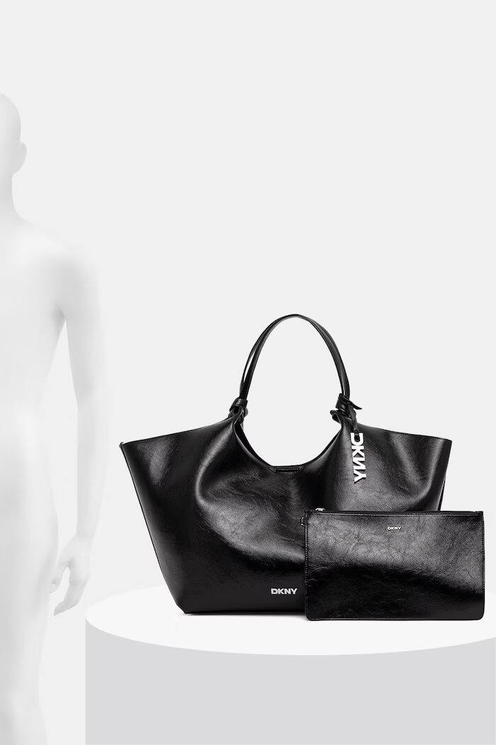 DKNY шопинг чанта дамска от имитация на кожа PAULA черна R62AXE48