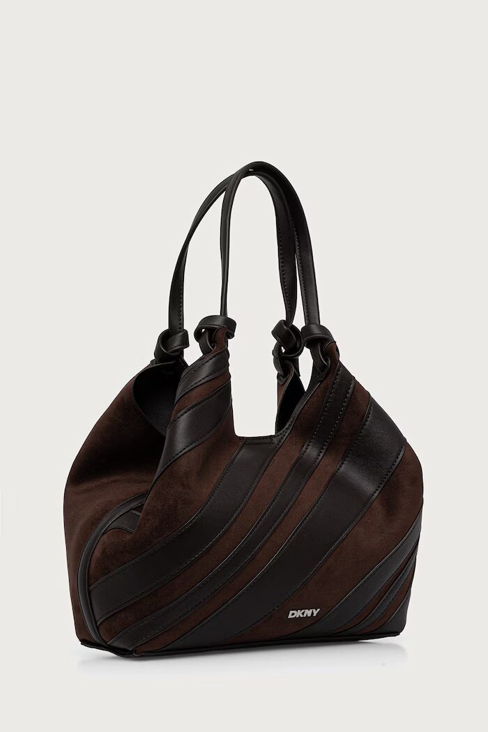 DKNY шопинг чанта дамска от имитация на велур кафява R63AME49