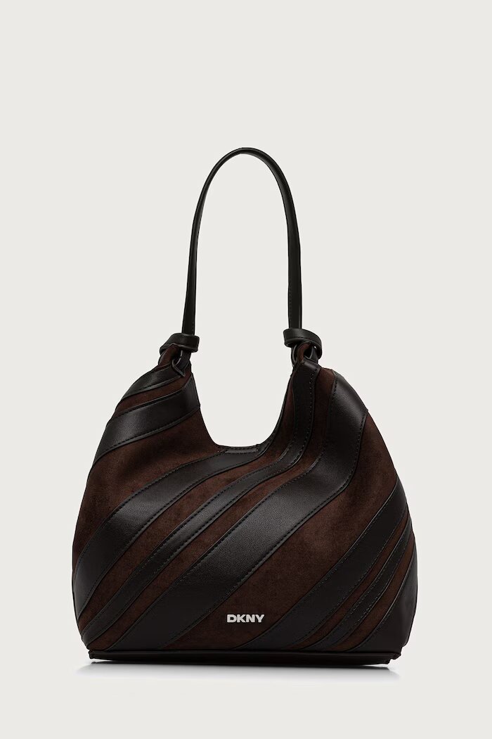 DKNY шопинг чанта дамска от имитация на велур кафява R63AME49
