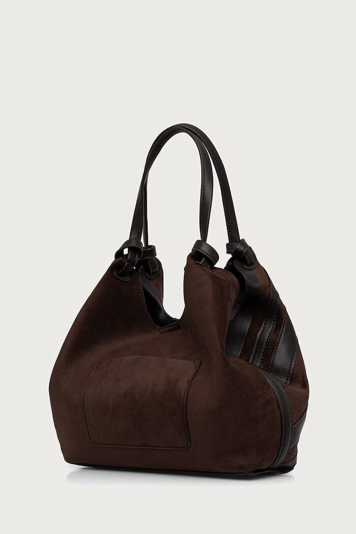 DKNY шопинг чанта дамска от имитация на велур кафява R63AME49
