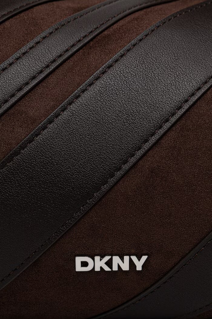 DKNY шопинг чанта дамска от имитация на велур кафява R63AME49