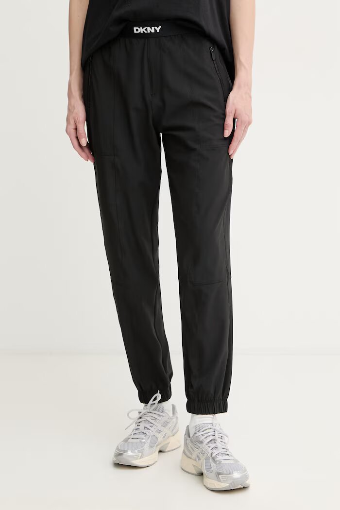 DKNY спортен панталон дамски черен с висока талия DP6P3644