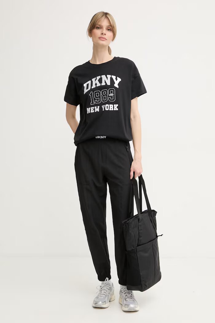 DKNY спортен панталон дамски черен с висока талия DP6P3644