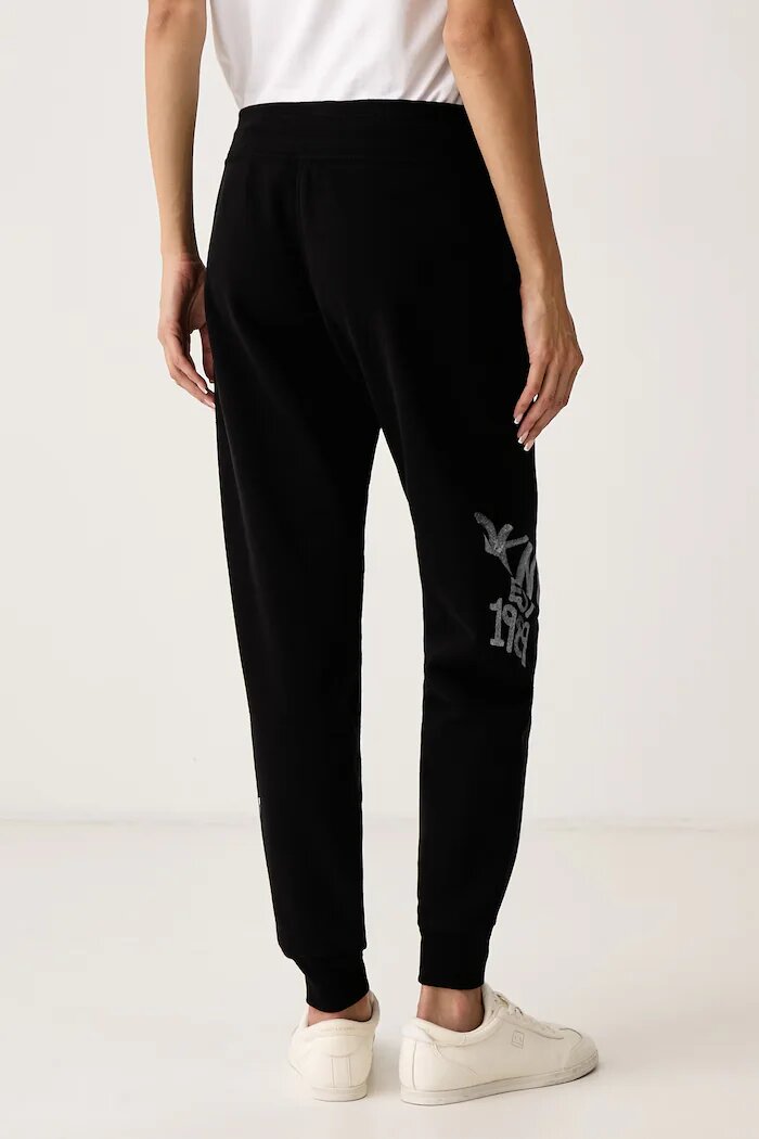 DKNY спортен панталон дамски с памук черен DP6P3959