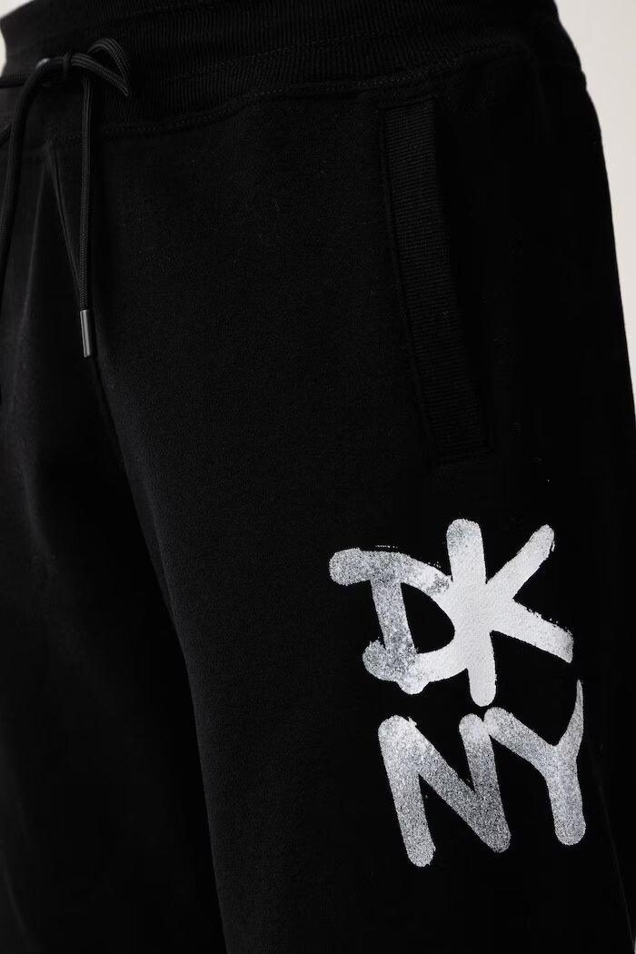 DKNY спортен панталон дамски с памук черен DP6P3959