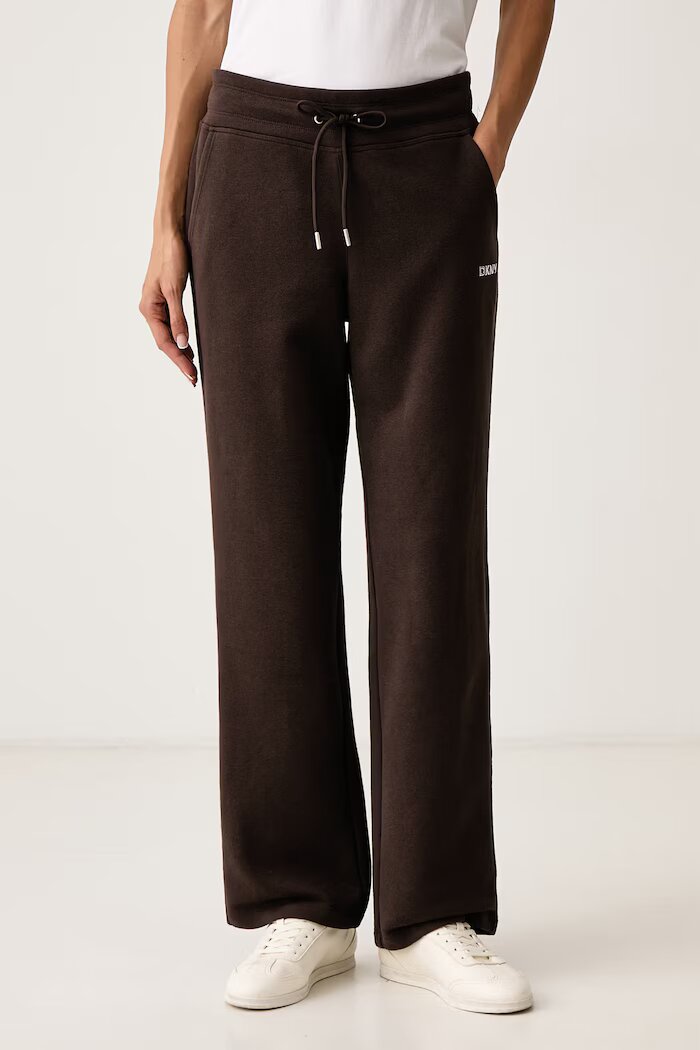 DKNY спортен панталон дамски с памук кафяв DP6P3801
