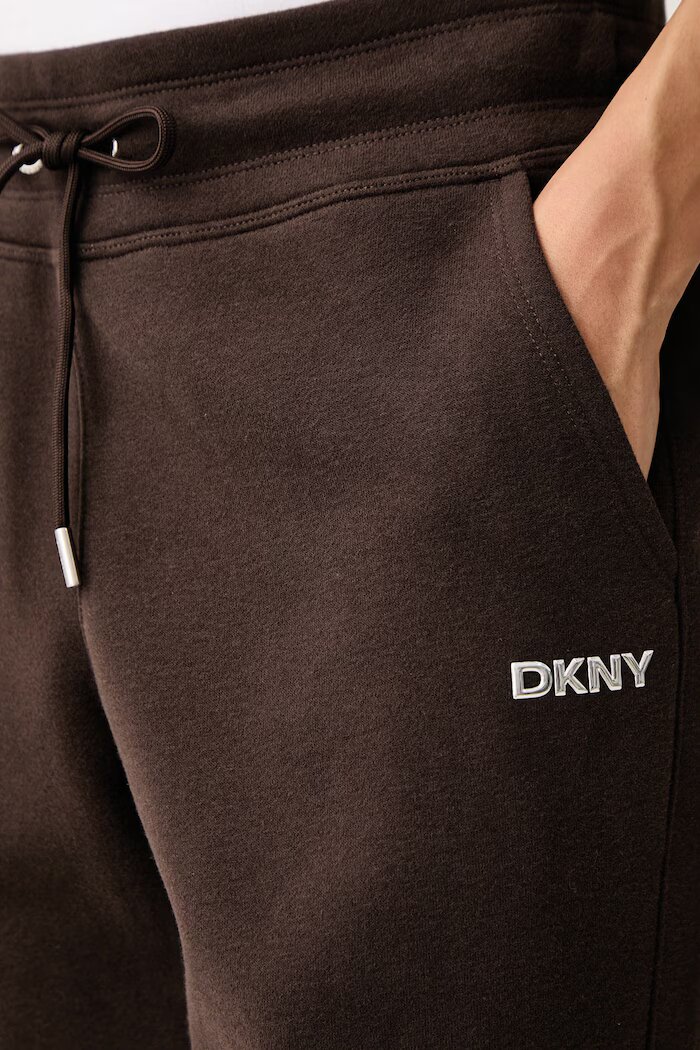DKNY спортен панталон дамски с памук кафяв DP6P3801