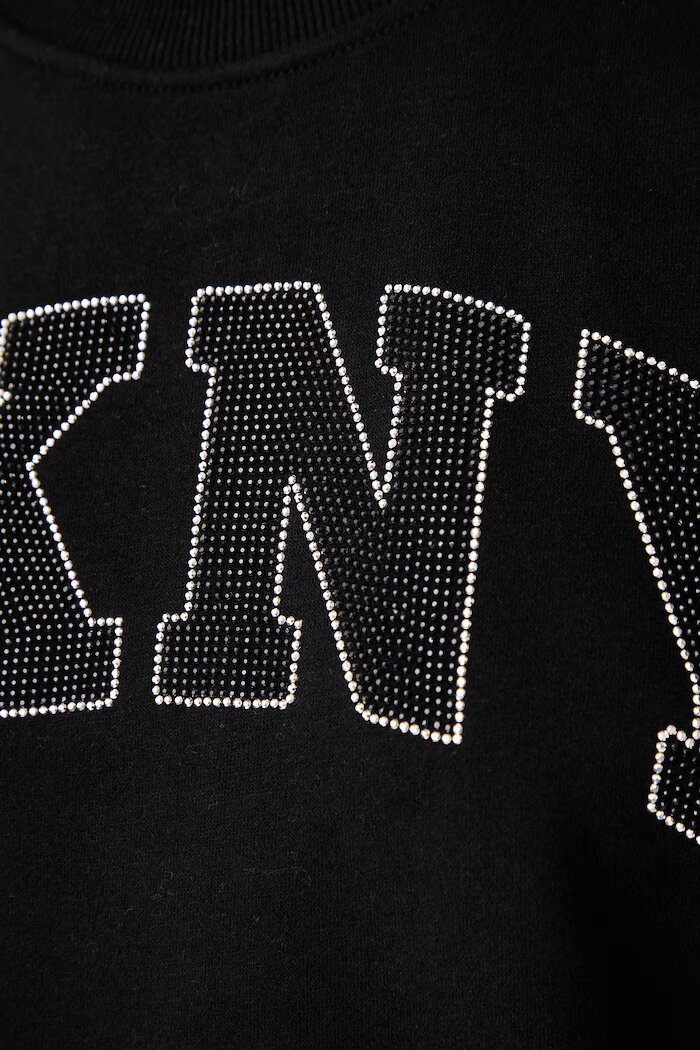 DKNY суичър дамски с памук черен DP6T1462