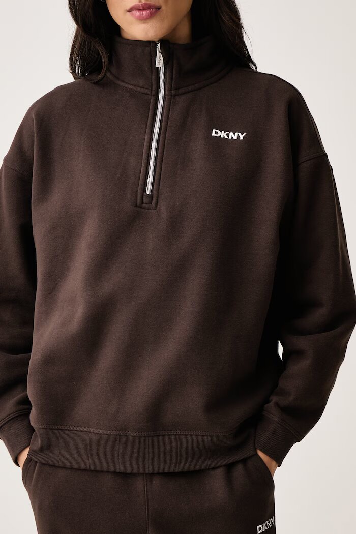 DKNY суичър дамски с памук кафяв DP6T1652