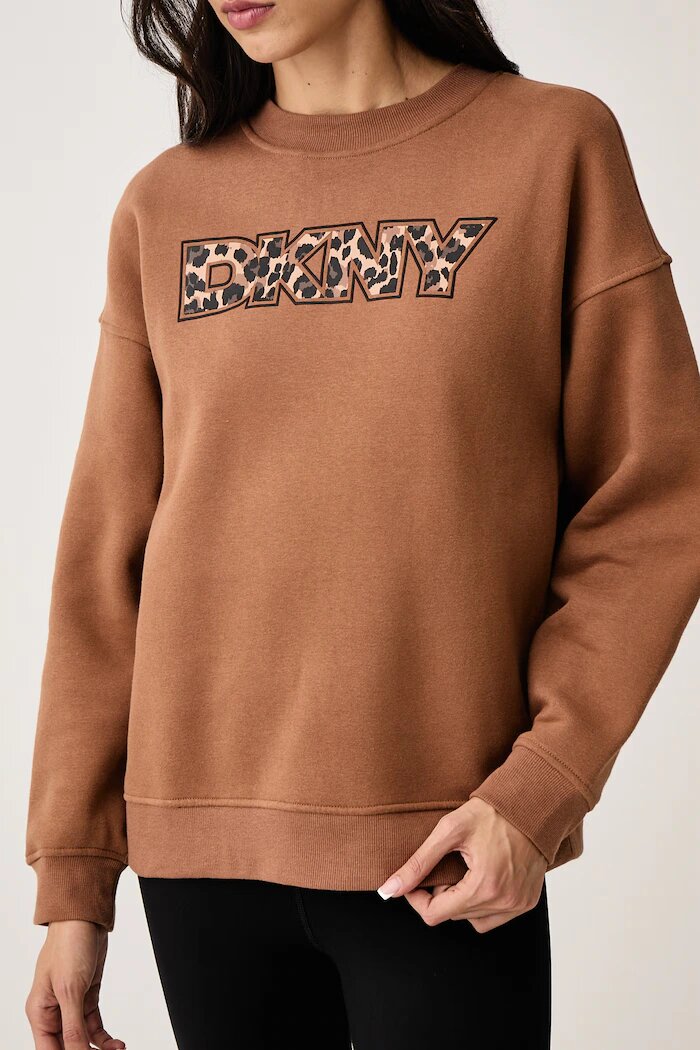 DKNY суичър дамски с памук кафяв DP6T1829