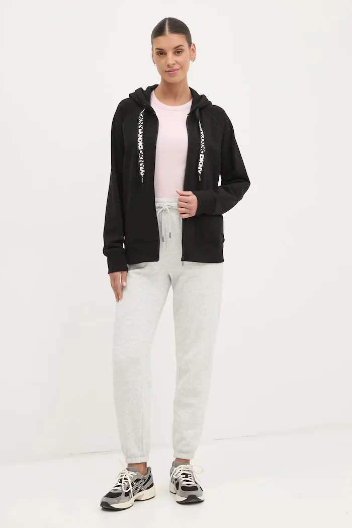 DKNY Суичър в черно с качулка с изчистен дизайн DP5J9510