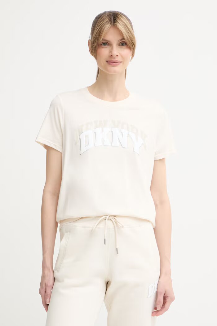 DKNY тениска дамска от памук бежова DP6T1733