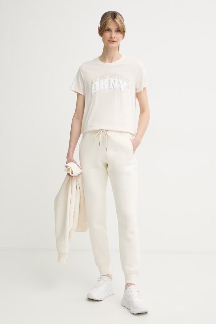 DKNY тениска дамска от памук бежова DP6T1733