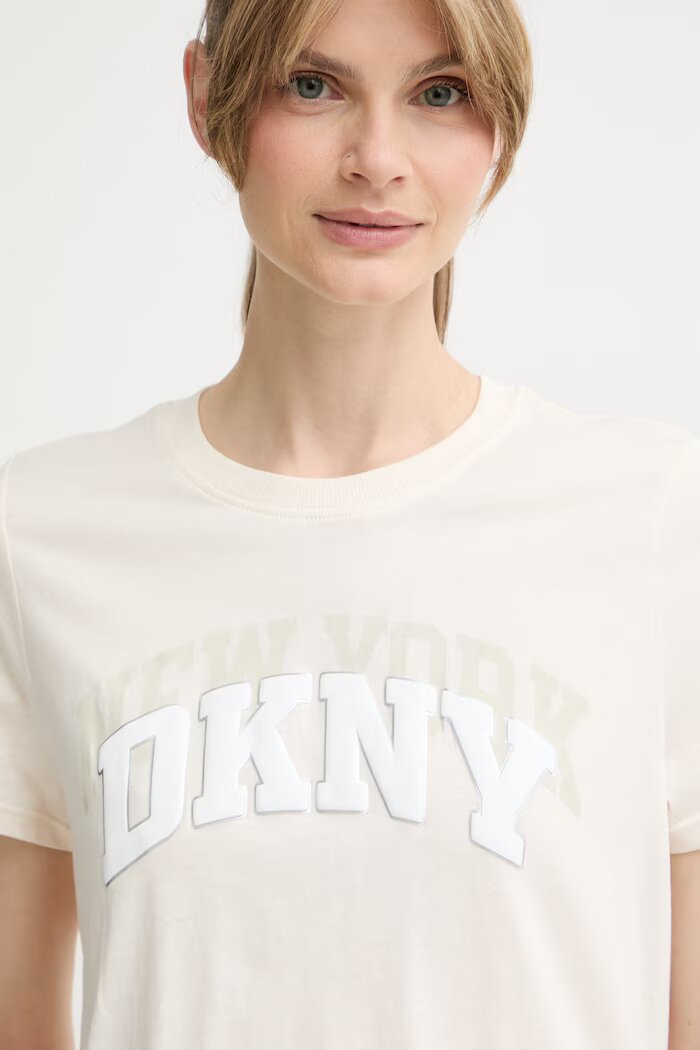 DKNY тениска дамска от памук бежова DP6T1733