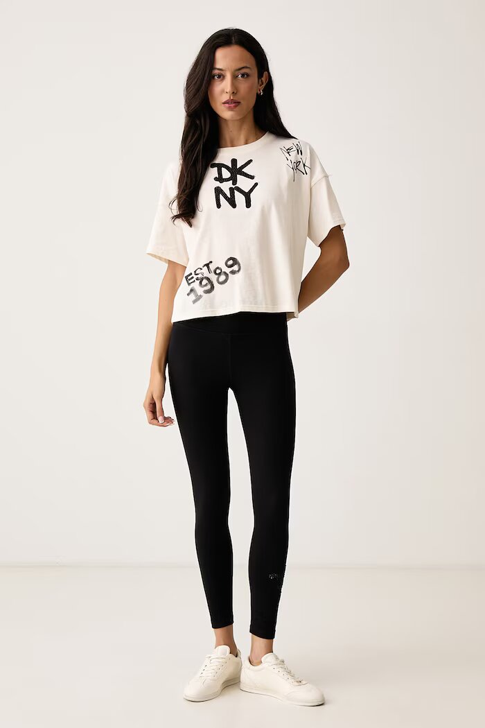 DKNY тениска дамска от памук бежова DP6T1846