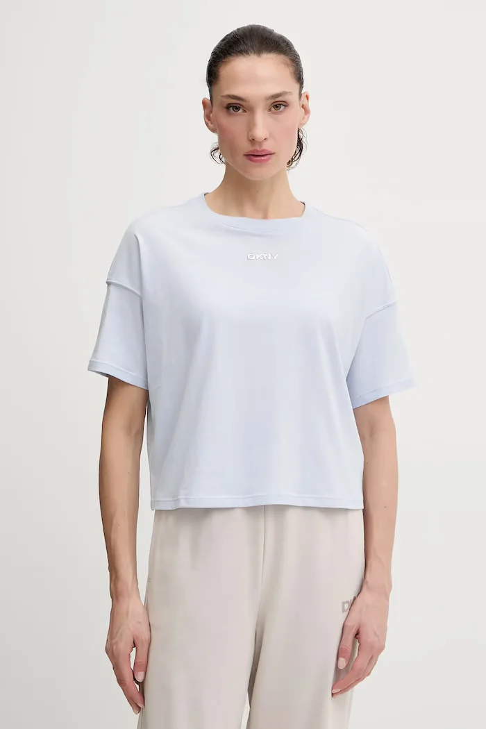 DKNY тениска дамска от памук синя DP6T1662