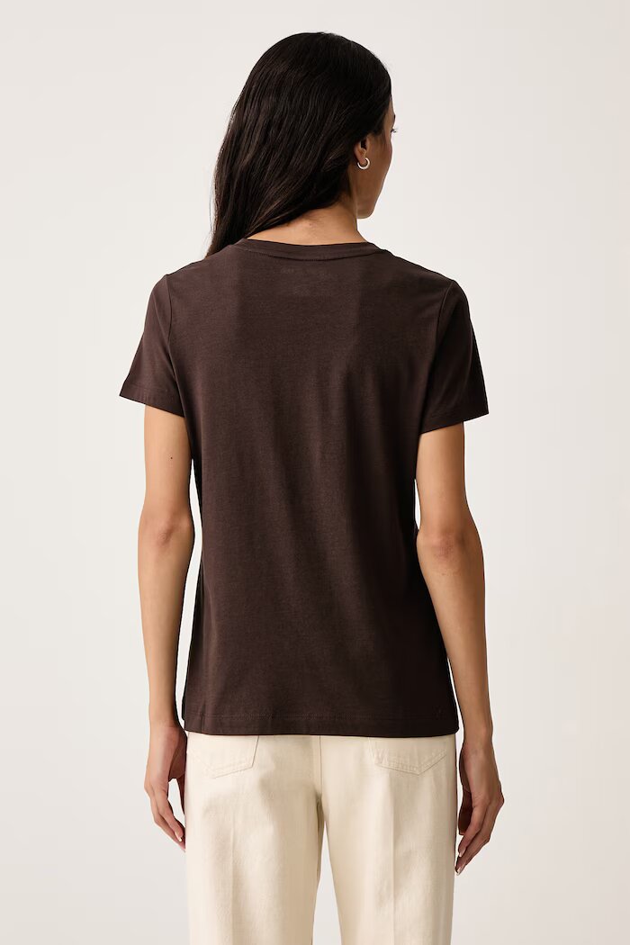 DKNY тениска дамска с памук кафява DJ6T1846