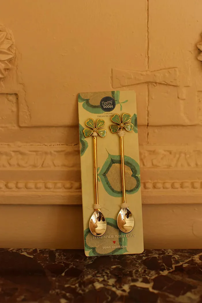 Doing Goods Чаена лъжичка Lucky Clover 125 x 25 05 cm (2 броя)