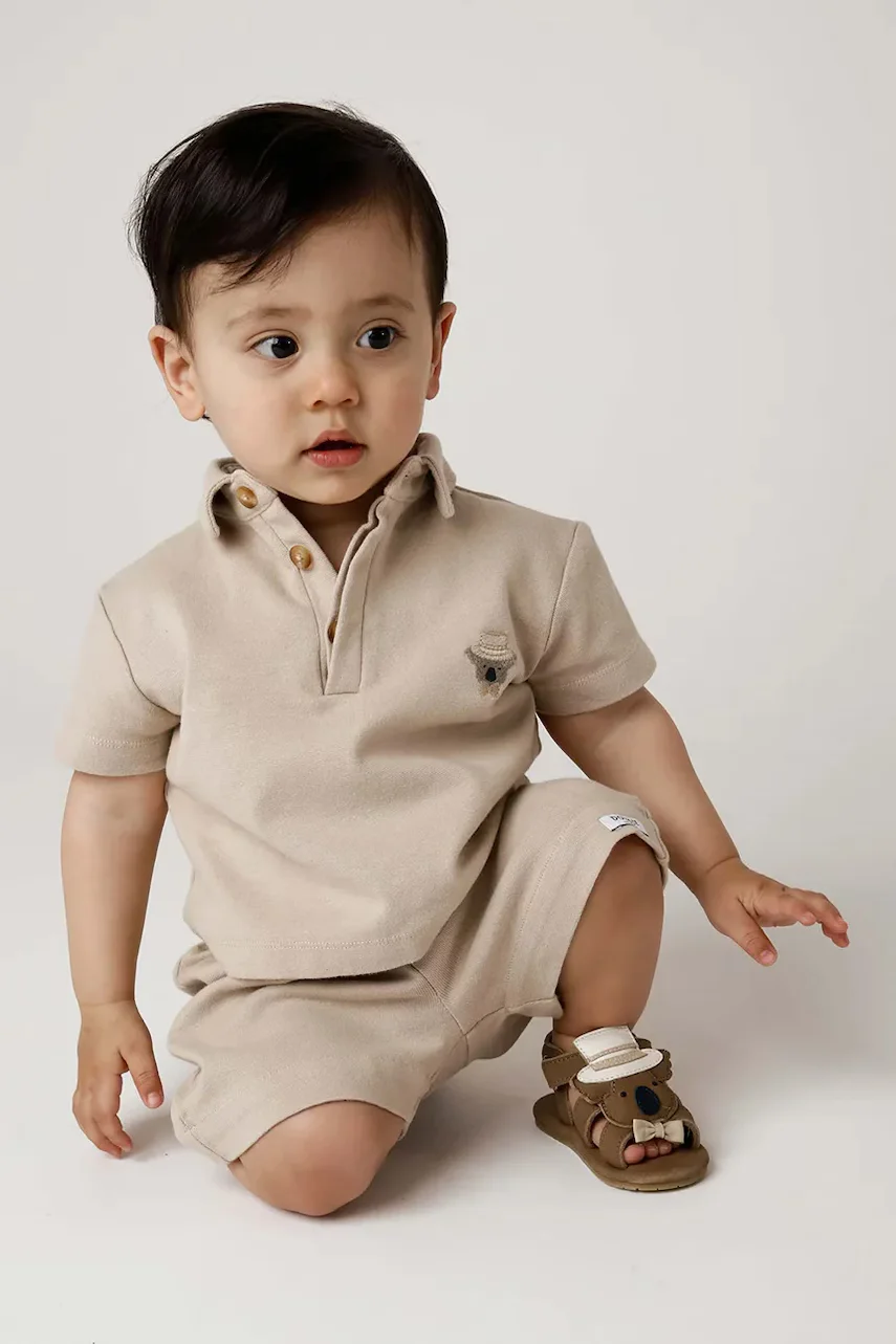 Donsje Бебешка памучна тениска с яка Wouti Shirt Groom