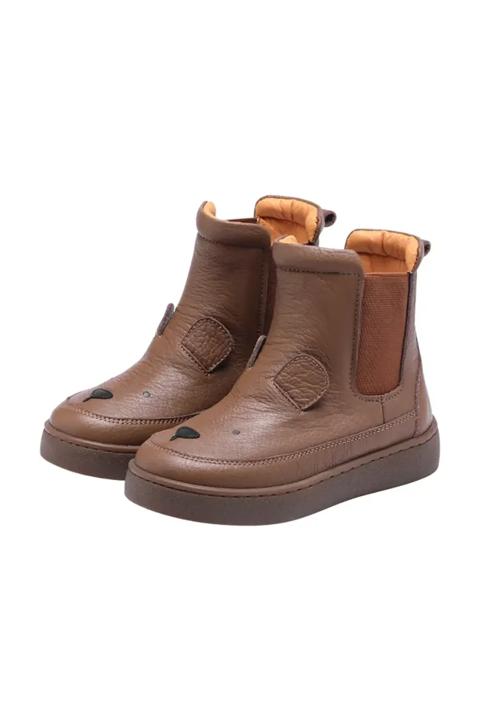 Donsje Детски кожени зимни обувки Thuru Classic Boots Bear в кафяво 2023802