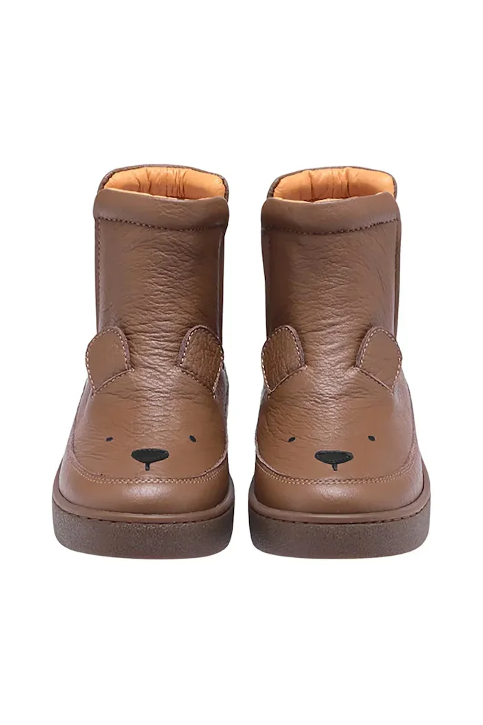 Donsje Детски кожени зимни обувки Thuru Classic Boots Bear в кафяво 2023802