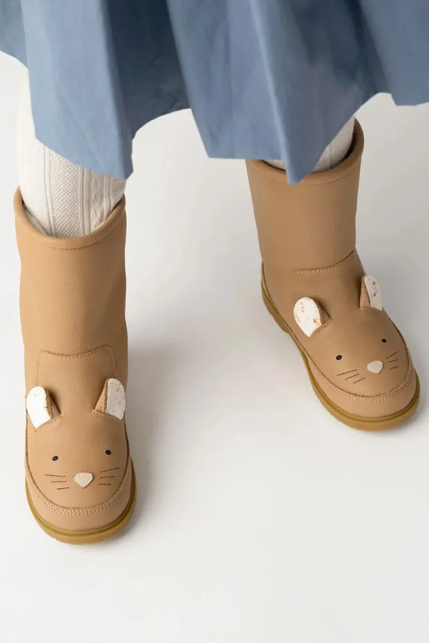 Donsje Детски кожени зимни обувки Wadudu Exclusive Boots Mouse