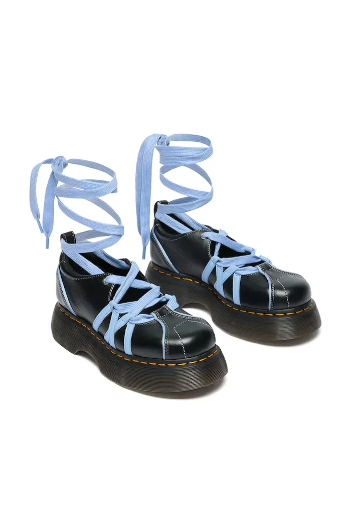 Dr. Martens балеринки от кожа Buzz Ballerina Lace Up Shoe черни DM42842001