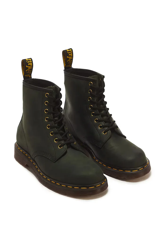 Dr Martens боти от кожа 1460 зелени DM11822300