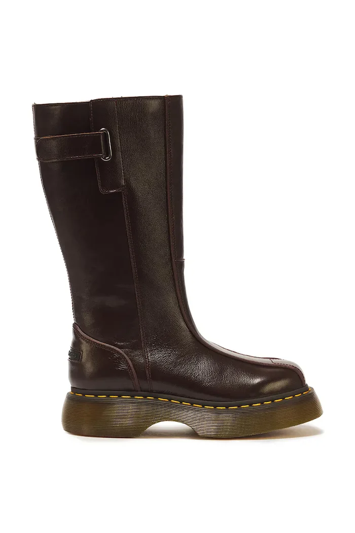 Dr Martens ботуши под коляното дамски от кожа Buzz Hi кафяви DM43156200