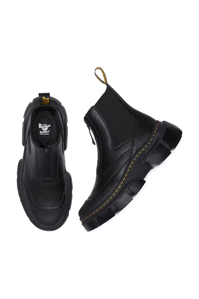 Dr Martens Кожени боти челси DMXL Zip Chelsea в черно с платформа DM41070001