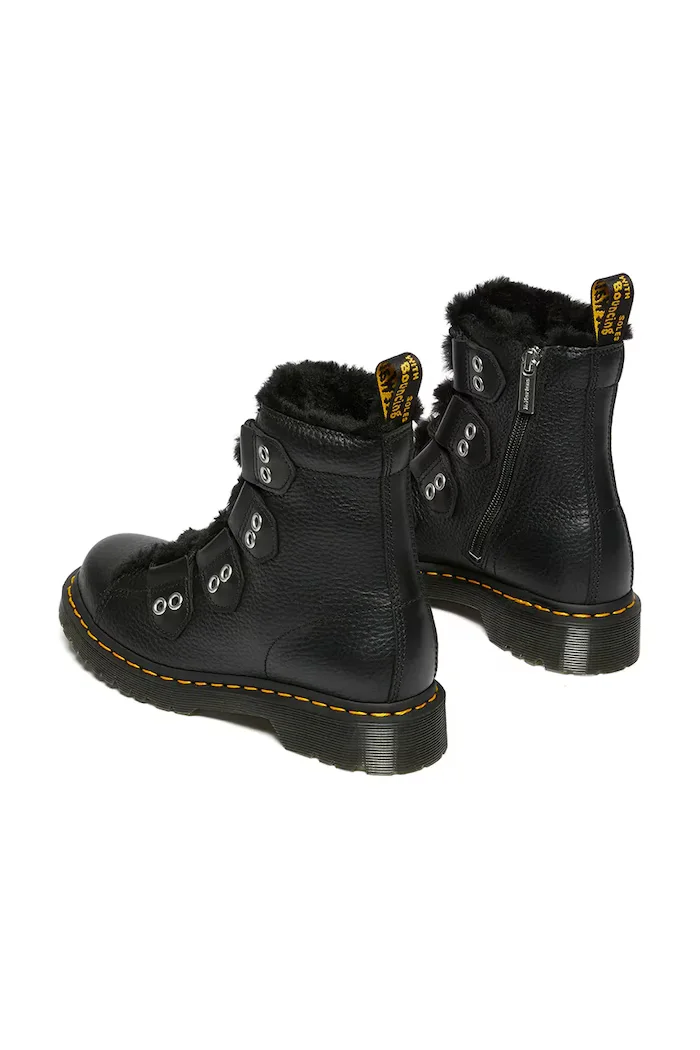 Dr. Martens Кожени кубинки 1460 LTT Fur Lined в черно с платформа с лека изолация DM31876001