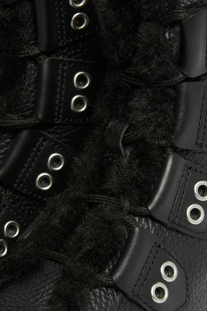 Dr. Martens Кожени кубинки 1460 LTT Fur Lined в черно с платформа с лека изолация DM31876001