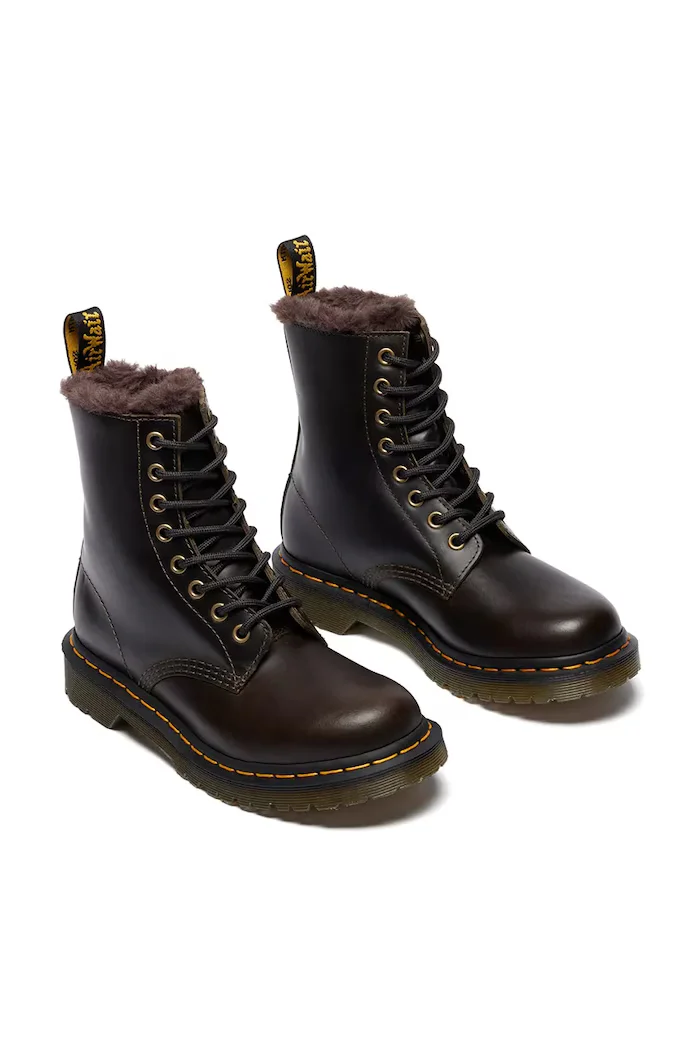 Dr. Martens Кожени кубинки 1460 Serena в кафяво с платформа с лека изолация DM41414020