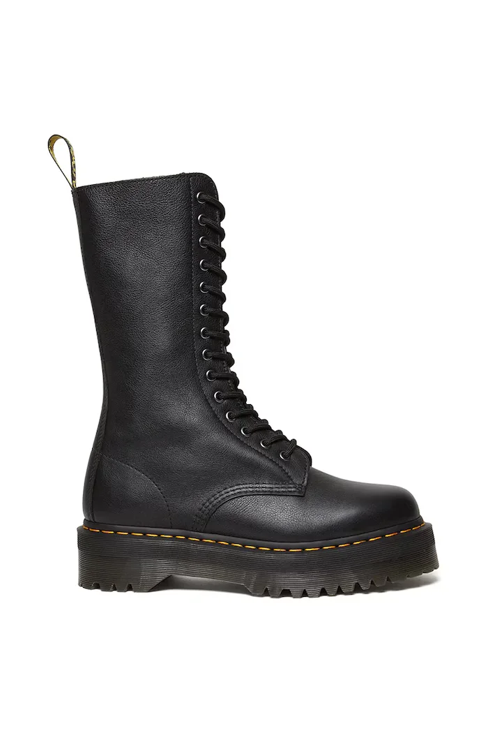 Dr Martens Кожени кубинки 1b99 Quad в черно с платформа DM31426001