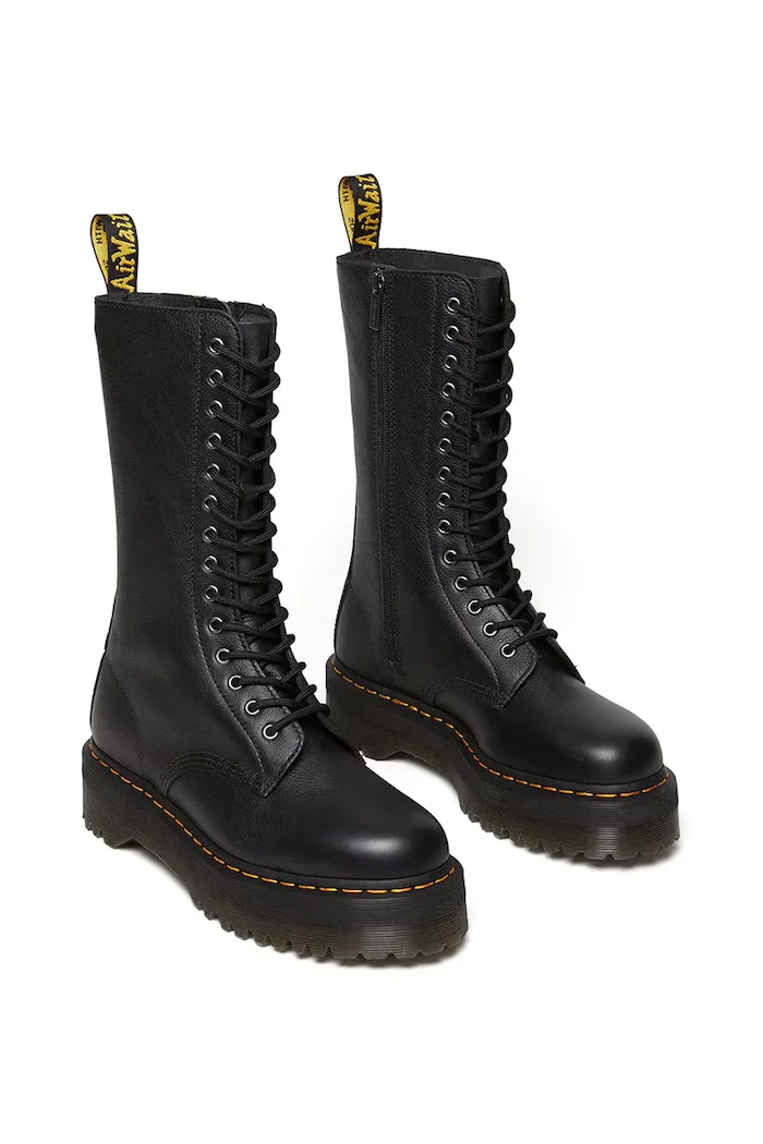 Dr Martens Кожени кубинки 1b99 Quad в черно с платформа DM31426001