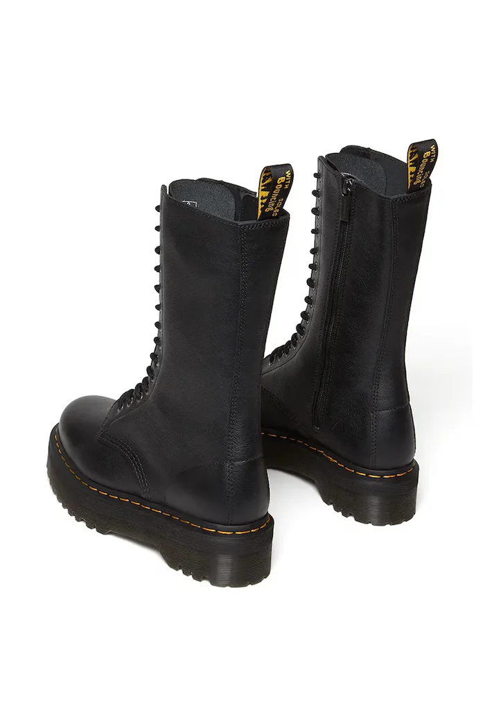 Dr Martens Кожени кубинки 1b99 Quad в черно с платформа DM31426001