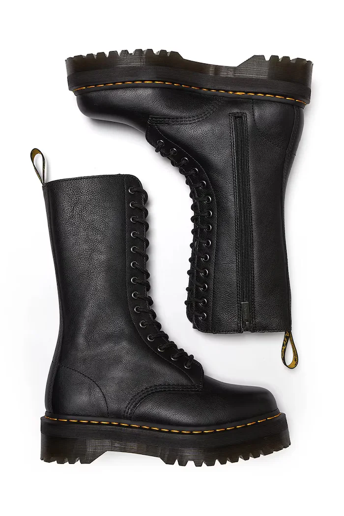 Dr Martens Кожени кубинки 1b99 Quad в черно с платформа DM31426001