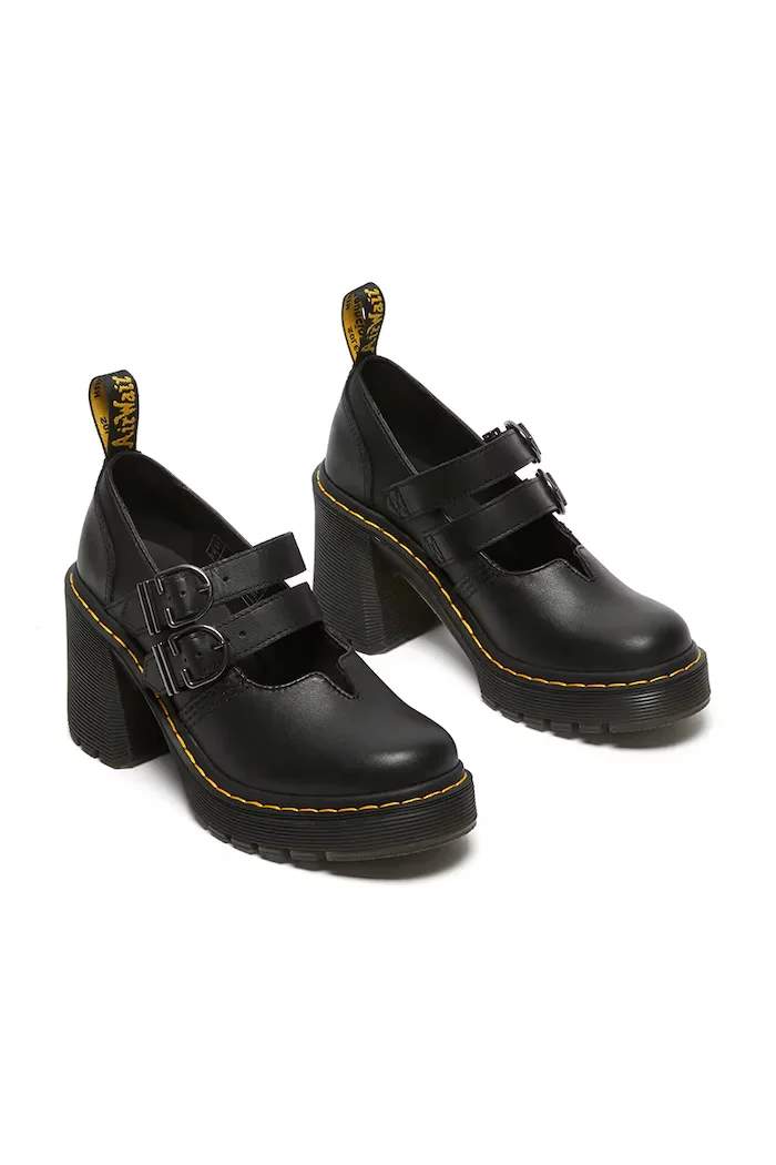 Dr Martens Кожени обувки с дебел ток Eviee Mary Jane в черно с дебел ток DM27371001