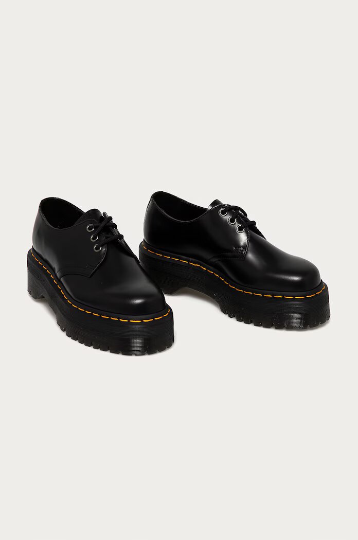 Dr Martens Кожени половинки обувки 1461 Quad в черно с платформа 27102001 25567001