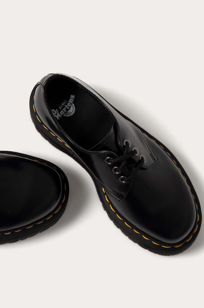 Dr Martens Кожени половинки обувки 1461 Quad в черно с платформа 27102001 25567001